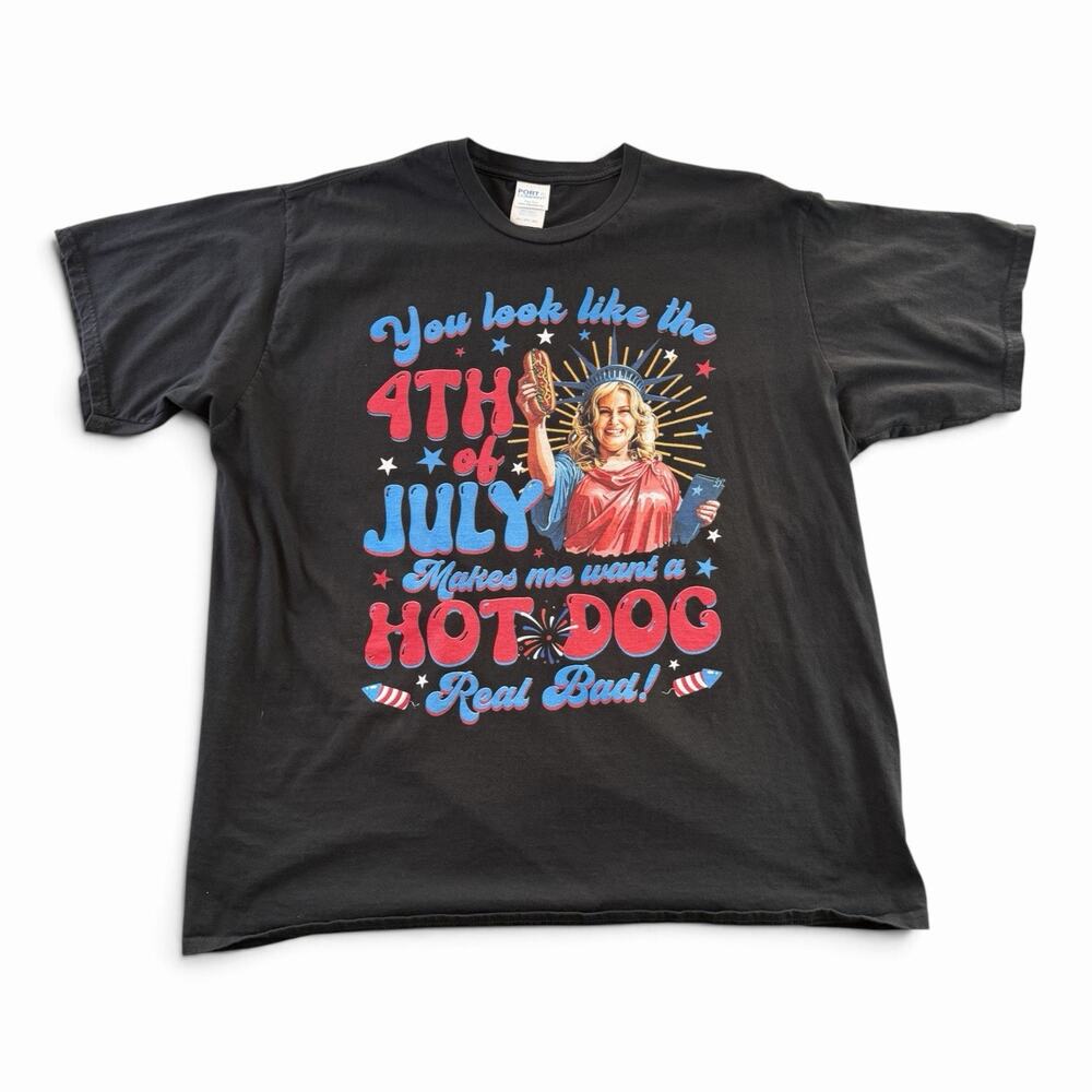 Legally Blonde 4th of July Hot Dog Quote T-Shirt 2XL Port & Company Black